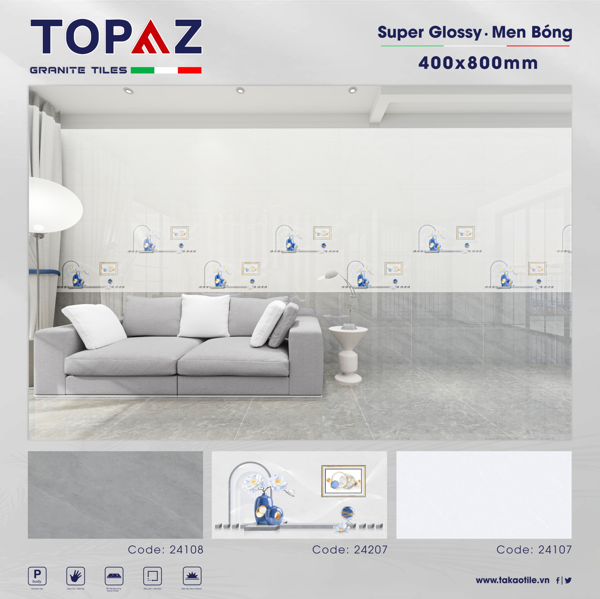 Gạch Porcelain - Elite 24108 - 24207 - 24107